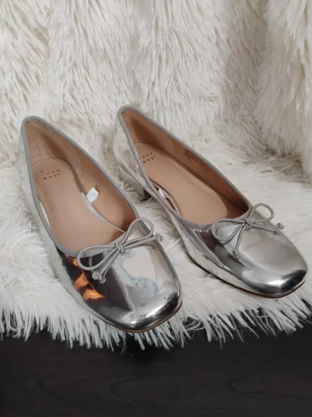 A New Day Women's Silver Ballet Flats Size 8.5